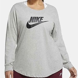 Nike Sportswear Women's Plus Essential Logo Cotton T-Shirt L/S 1X - NWT